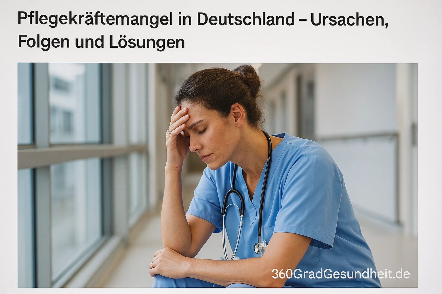 Symbolbild Pflegekräftemangel – gestresste Pflegekraft auf Krankenhausflur