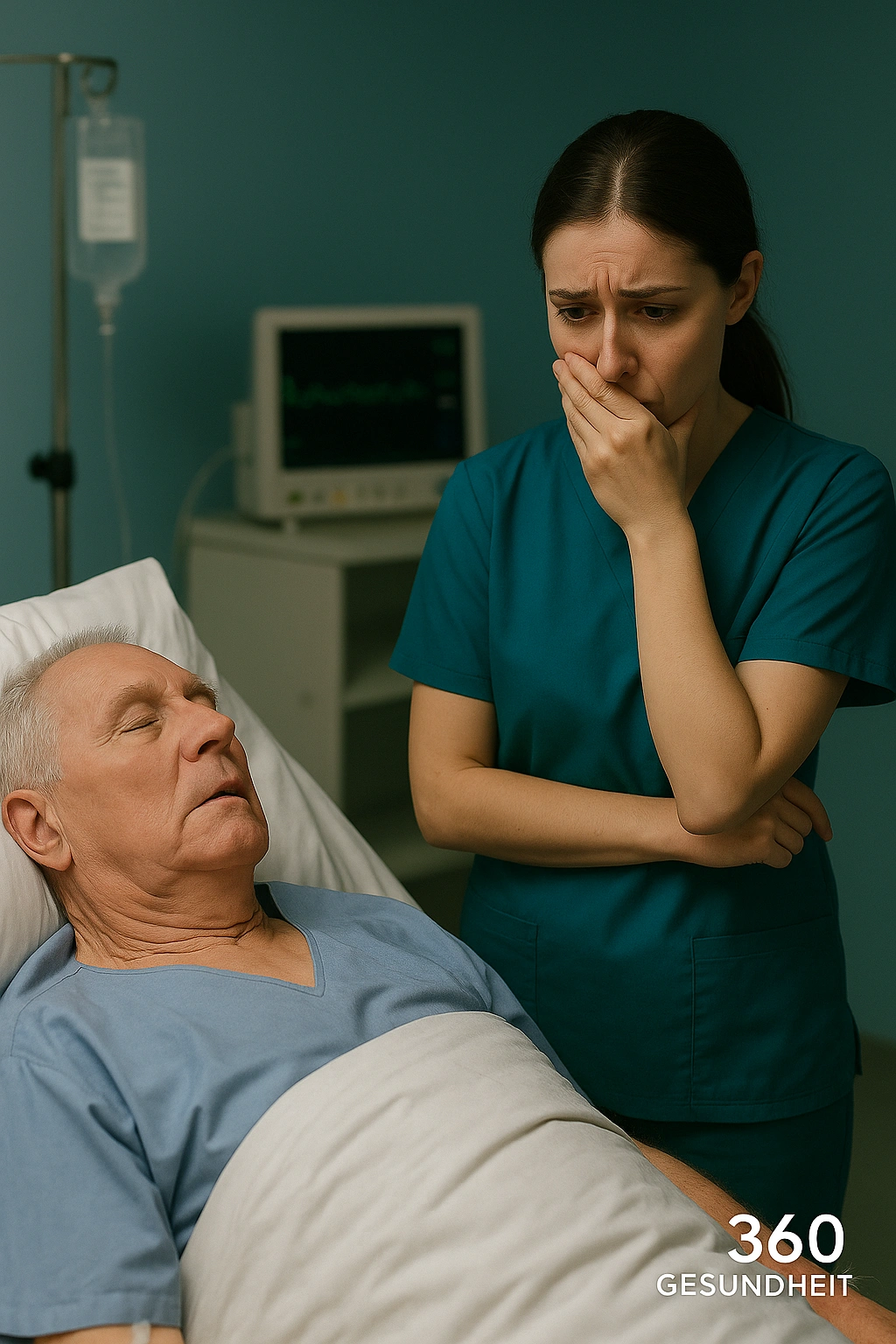 Pflegeteam spricht mit Patient im Krankenhaus – Würde in der Pflege auch in Krisenzeiten sichern