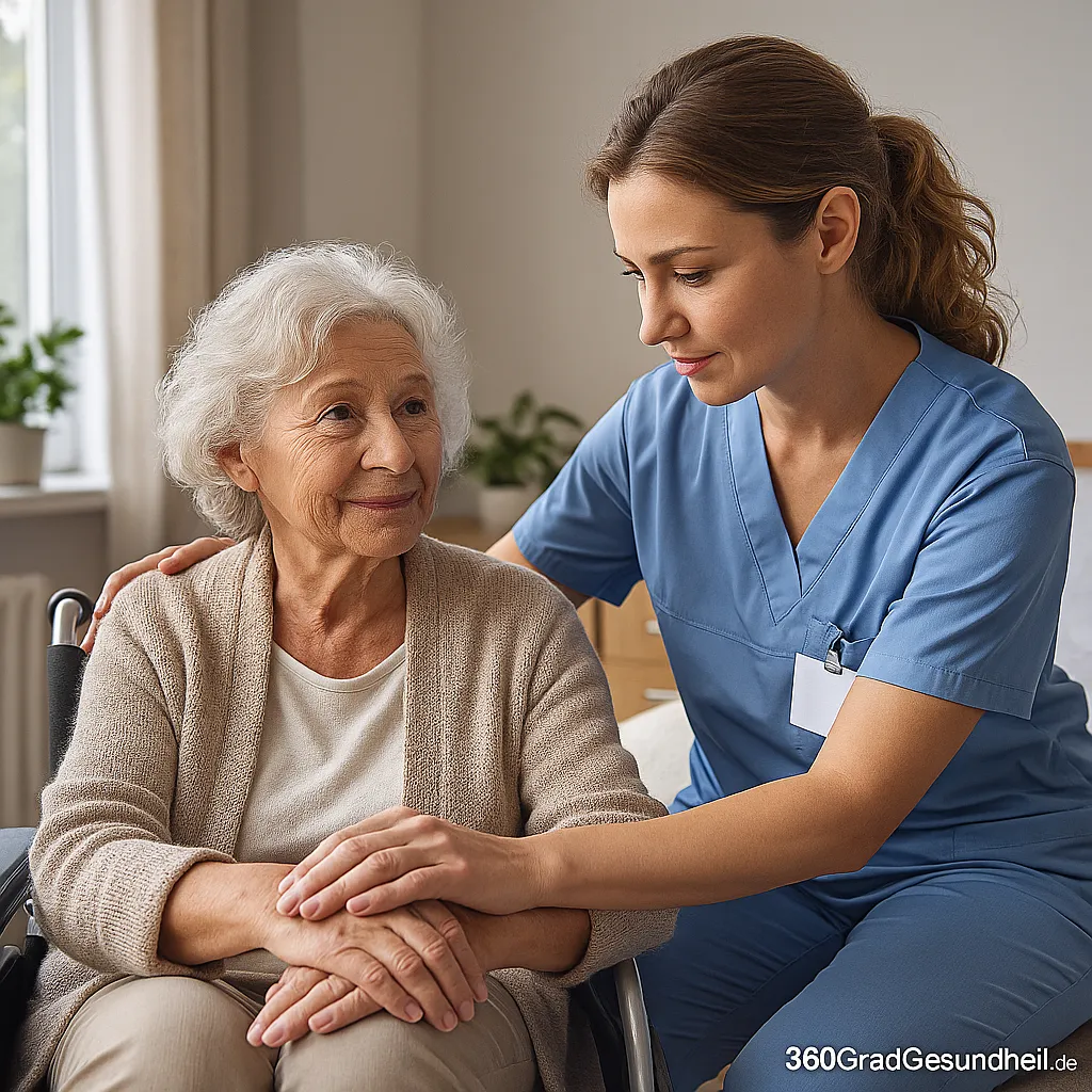 Pflegekraft unterstützt Seniorin im Altenheim – Symbolbild für hohe Pflegekosten und finanzielle Belastung